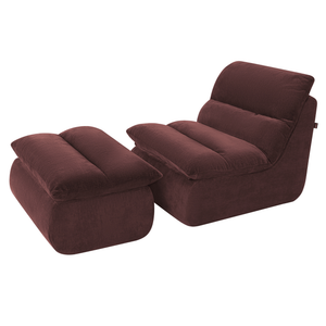 Fauteuil Marley avec Repose-pieds Chenille Rouge Bordeaux