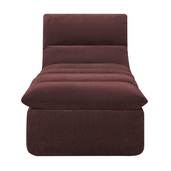 Fauteuil Marley avec Repose-pieds Chenille Rouge Bordeaux