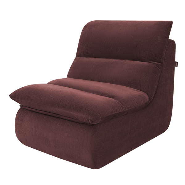 Fauteuil Marley avec Repose-pieds Chenille Rouge Bordeaux