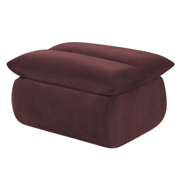 Fauteuil Marley avec Repose-pieds Chenille Rouge Bordeaux