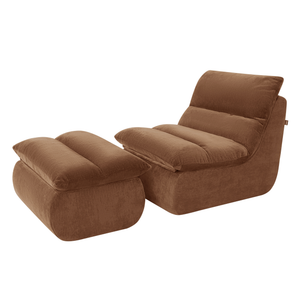 Fauteuil Marley avec Repose-pieds Chenille Cuivre