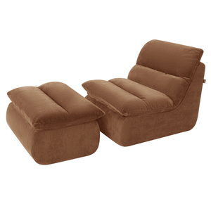 Fauteuil Marley avec Repose-pieds Chenille Cuivre
