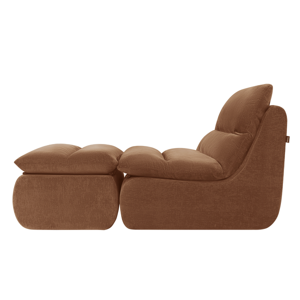 Fauteuil Marley avec Repose-pieds Chenille Cuivre