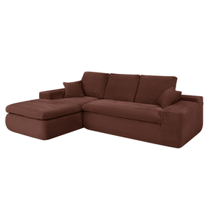 Ecksofa Lazy Samt Cordstoff Kupfer Links