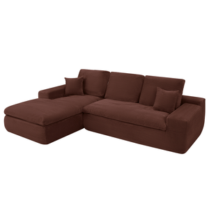 Ecksofa Lazy Samt Cordstoff Kupfer Links