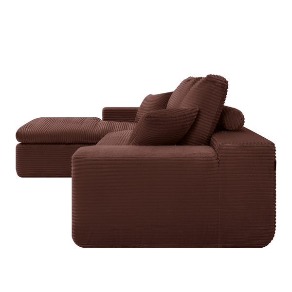 Ecksofa Lazy Samt Cordstoff Kupfer Links