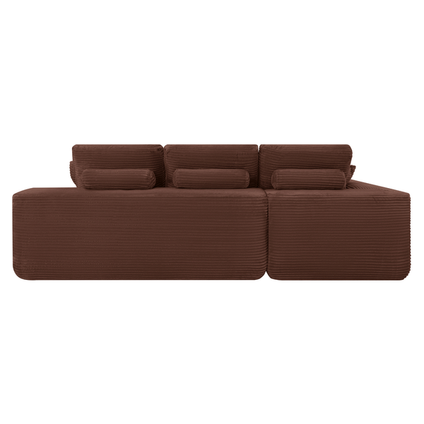 Ecksofa Lazy Samt Cordstoff Kupfer Links