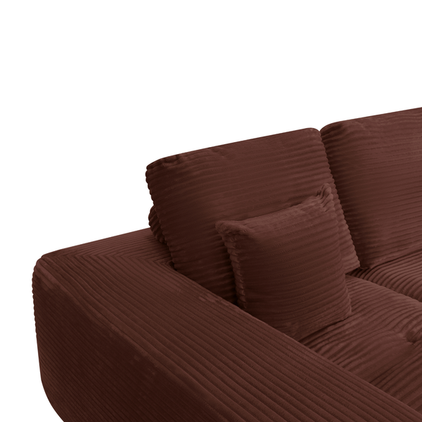 Ecksofa Lazy Samt Cordstoff Kupfer Links