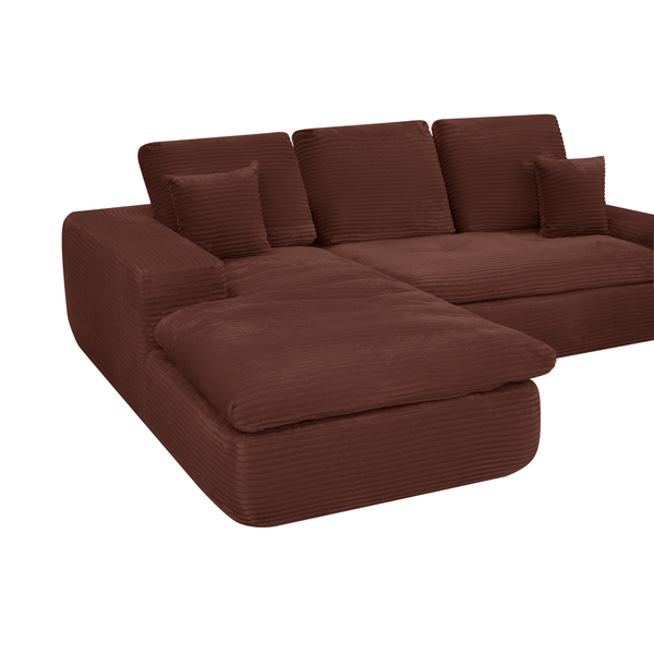 Ecksofa Lazy Samt Cordstoff Kupfer Links