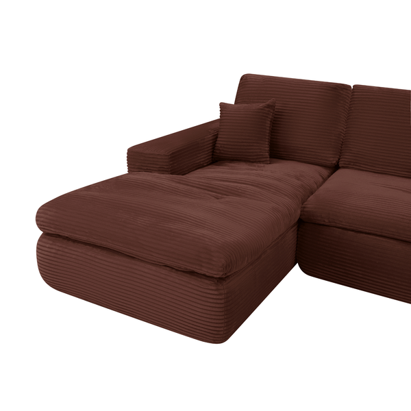 Ecksofa Lazy Samt Cordstoff Kupfer Links