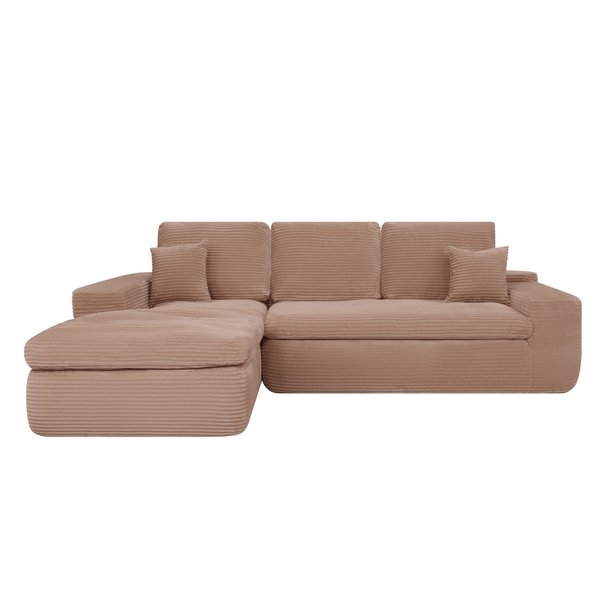 Ecksofa Lazy Samt Cordstoff Rosa Links