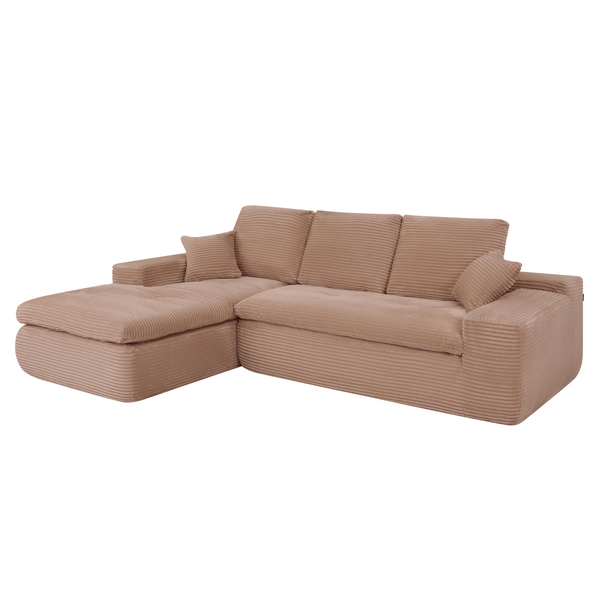 Ecksofa Lazy Samt Cordstoff Rosa Links