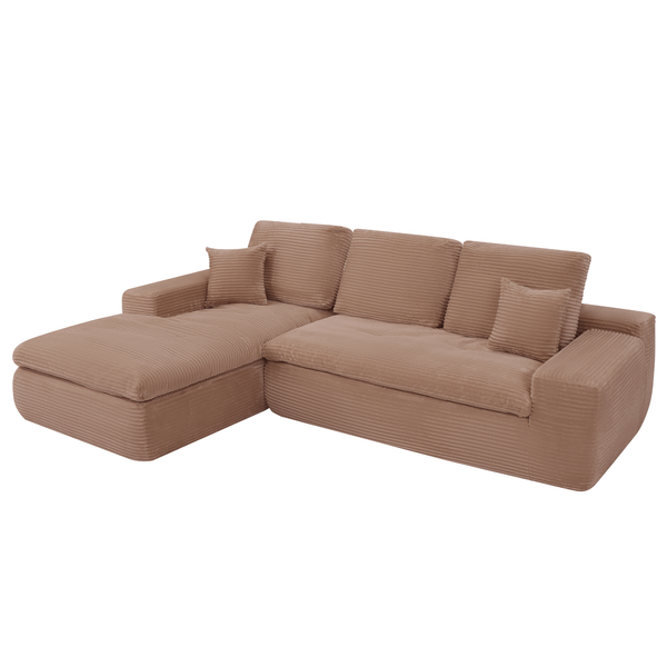 Ecksofa Lazy Samt Cordstoff Rosa Links