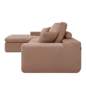 Ecksofa Lazy Samt Cordstoff Rosa Links