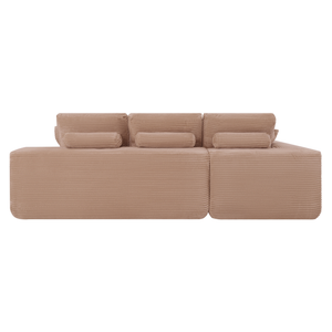 Ecksofa Lazy Samt Cordstoff Rosa Links