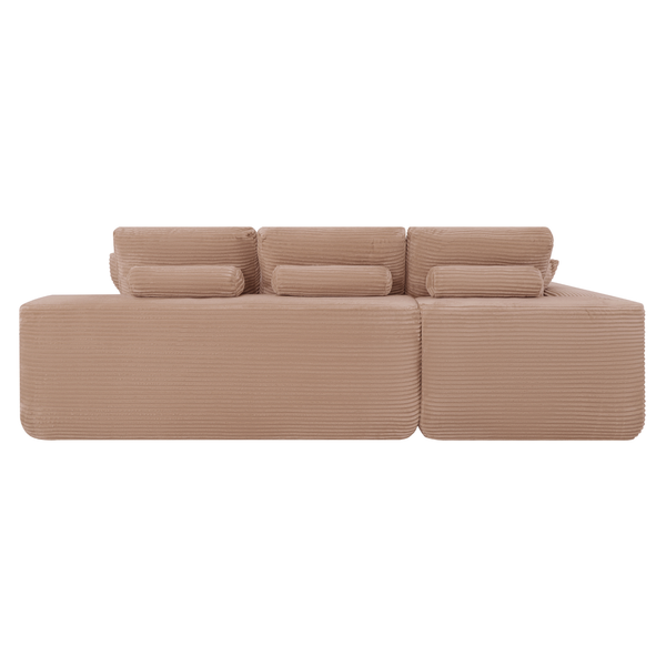 Ecksofa Lazy Samt Cordstoff Rosa Links
