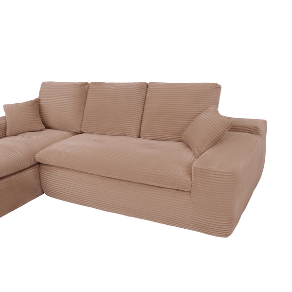 Ecksofa Lazy Samt Cordstoff Rosa Links