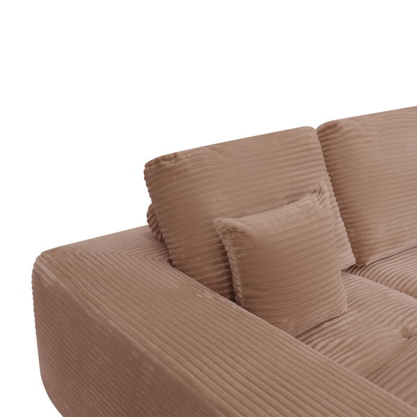 Ecksofa Lazy Samt Cordstoff Rosa Links