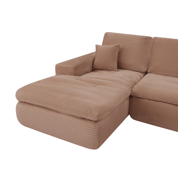 Ecksofa Lazy Samt Cordstoff Rosa Links