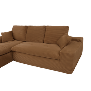 Ecksofa Lazy Samt Cordstoff Ockergelb links