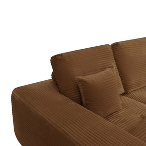 Ecksofa Lazy Samt Cordstoff Ockergelb links