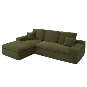 Ecksofa Lazy Samt Cordstoff Grün Links