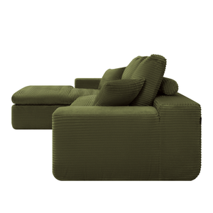 Ecksofa Lazy Samt Cordstoff Grün Links