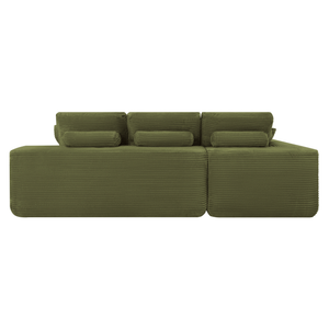 Ecksofa Lazy Samt Cordstoff Grün Links