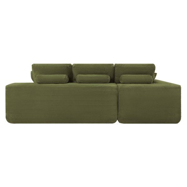 Ecksofa Lazy Samt Cordstoff Grün Links