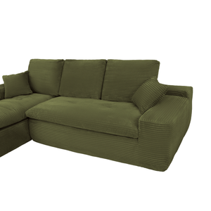 Ecksofa Lazy Samt Cordstoff Grün Links
