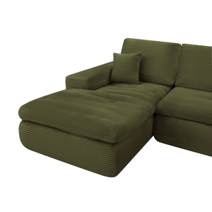 Ecksofa Lazy Samt Cordstoff Grün Links