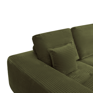 Ecksofa Lazy Samt Cordstoff Grün Links