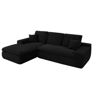 Ecksofa Lazy Samt Cordstoff Schwarz Links