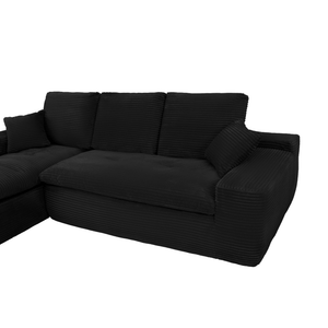 Ecksofa Lazy Samt Cordstoff Schwarz Links