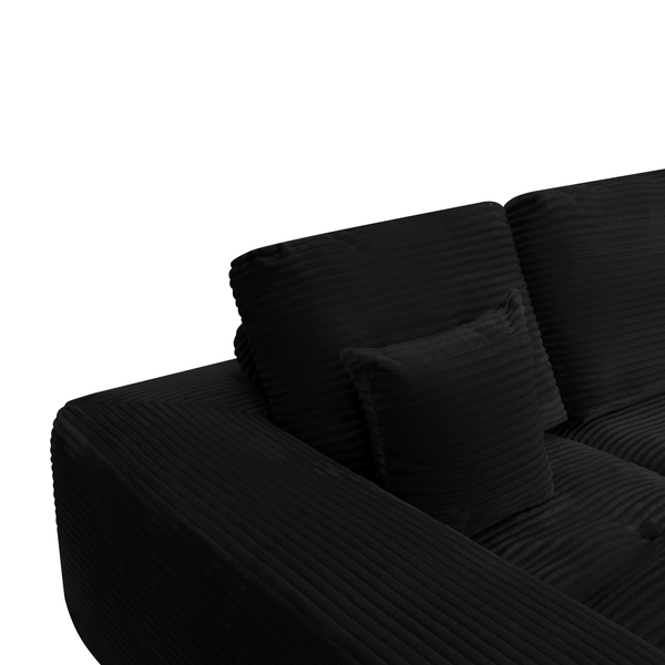 Ecksofa Lazy Samt Cordstoff Schwarz Links