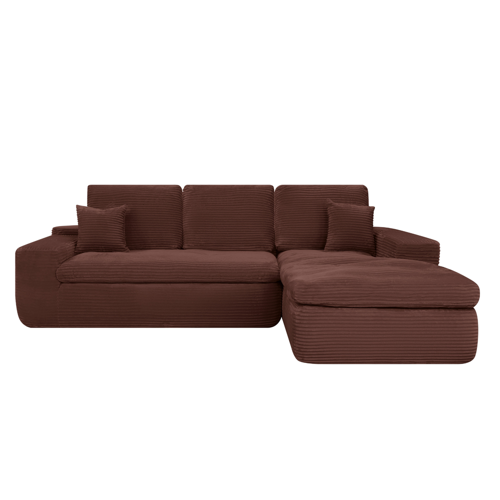 Ecksofa Lazy Samt Cordstoff Kupfer Right