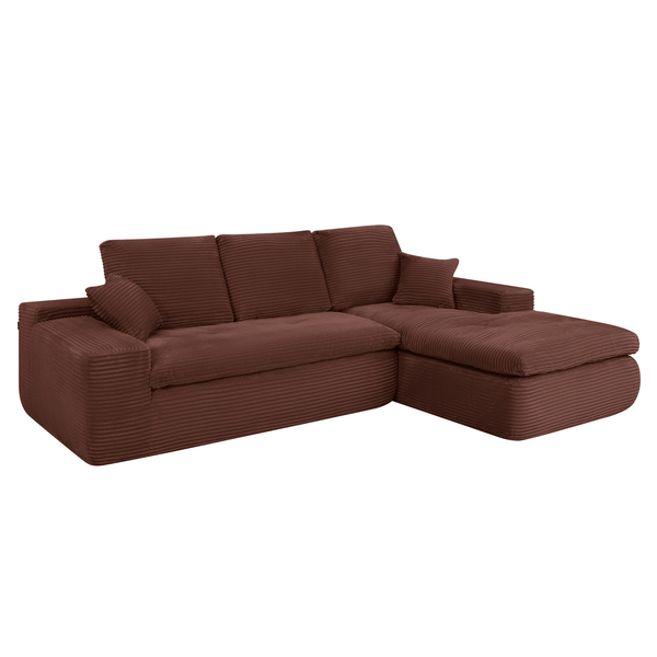 Ecksofa Lazy Samt Cordstoff Kupfer Right