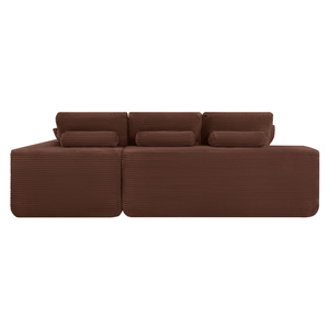 Ecksofa Lazy Samt Cordstoff Kupfer Right