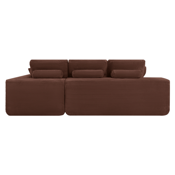 Ecksofa Lazy Samt Cordstoff Kupfer Right