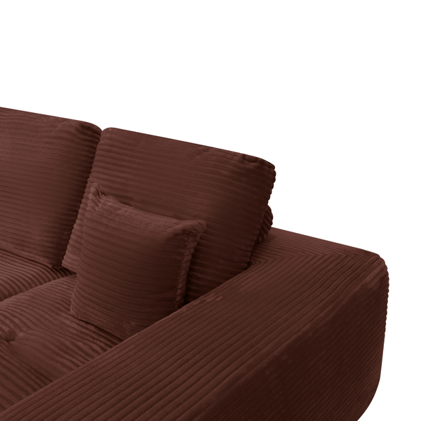 Ecksofa Lazy Samt Cordstoff Kupfer Right