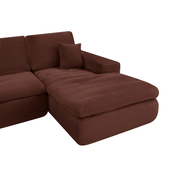 Ecksofa Lazy Samt Cordstoff Kupfer Right