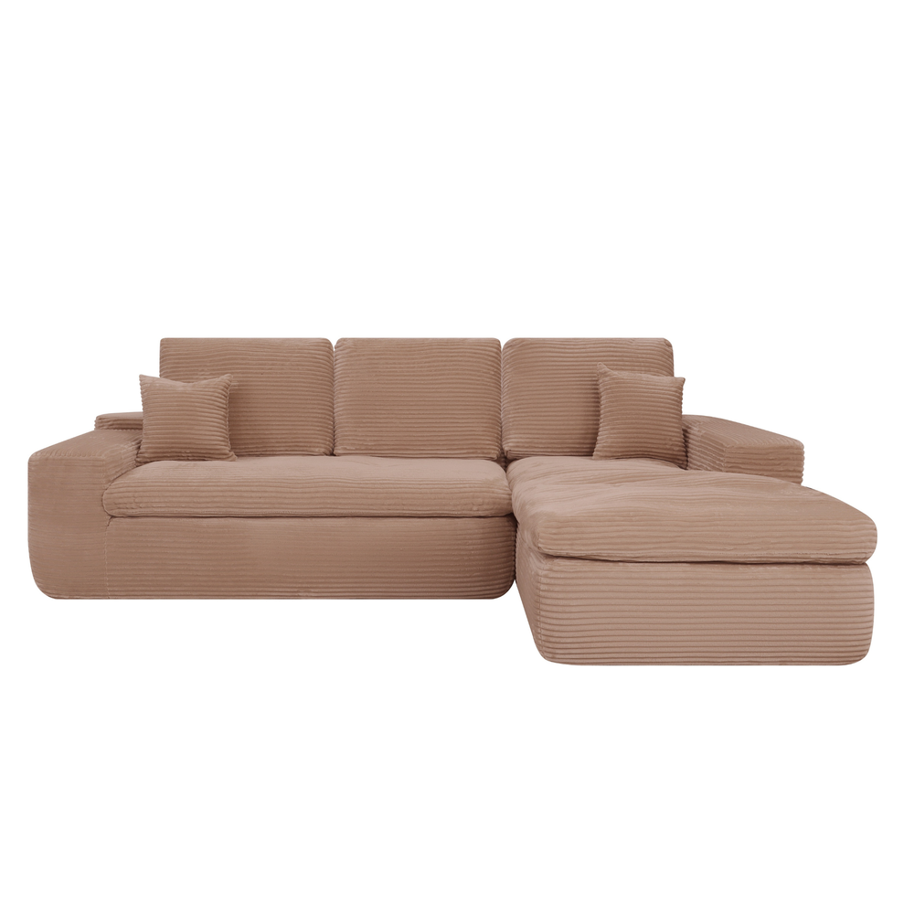 Ecksofa Lazy Samt Cordstoff Rosa Right