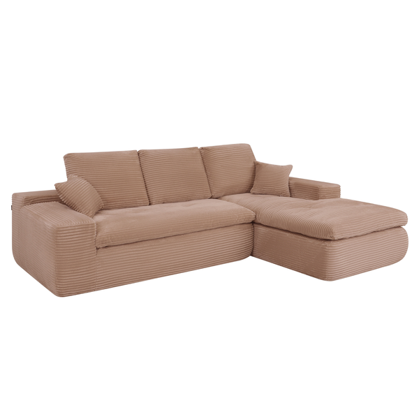 Ecksofa Lazy Samt Cordstoff Rosa Right