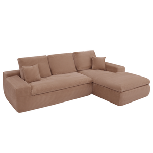 Ecksofa Lazy Samt Cordstoff Rosa Right
