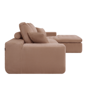 Ecksofa Lazy Samt Cordstoff Rosa Right