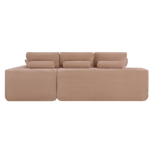 Ecksofa Lazy Samt Cordstoff Rosa Right