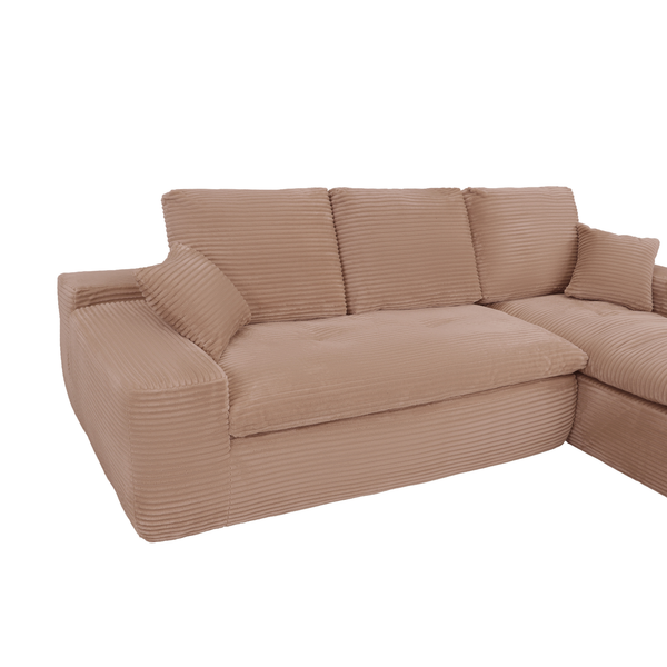 Ecksofa Lazy Samt Cordstoff Rosa Right