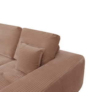 Ecksofa Lazy Samt Cordstoff Rosa Right