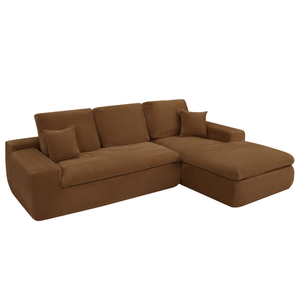 Ecksofa Lazy Samt Cordstoff Ockergelb Right