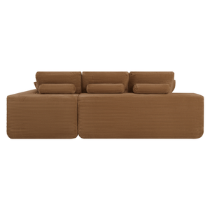 Ecksofa Lazy Samt Cordstoff Ockergelb Right